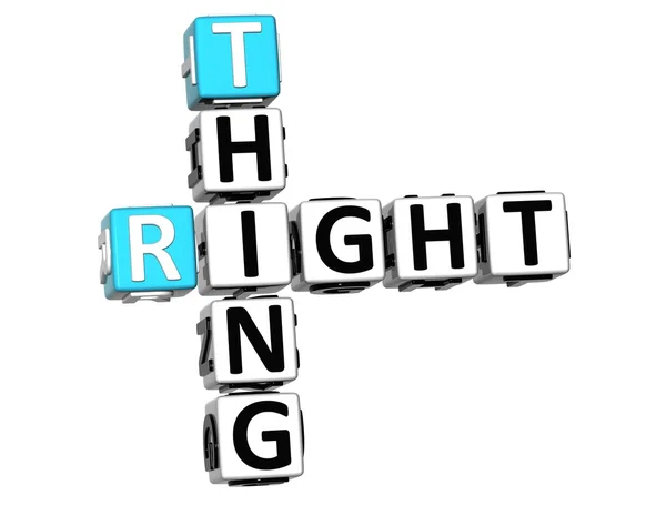 3D Right Thing Crossword — Stock Photo, Image