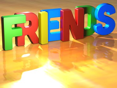 Word Friends on yellow background clipart