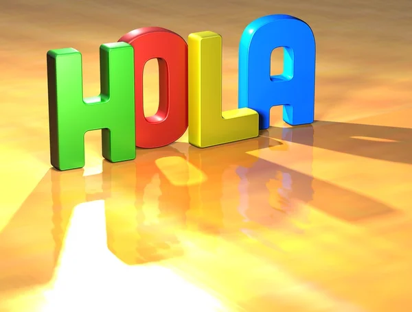 Wort hola auf gelbem Hintergrund — Stockfoto