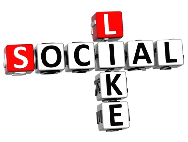 3D Social Like Crossword — Stock Photo, Image