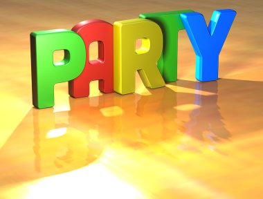 Word Party on yellow background clipart