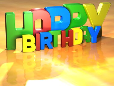 Word Happy Birthday on yellow background clipart