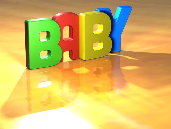 Palavra bebê no fundo amarelo — Fotografia de Stock