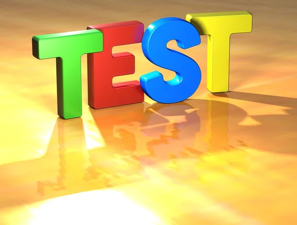 Word Test on yellow background — Stock Photo, Image