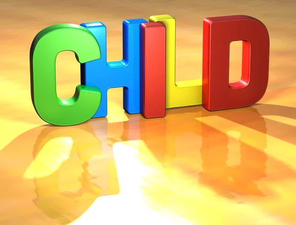 Palavra Criança no fundo amarelo — Fotografia de Stock