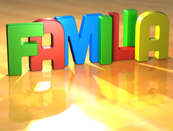 Ordet familia på gul bakgrund — Stockfoto