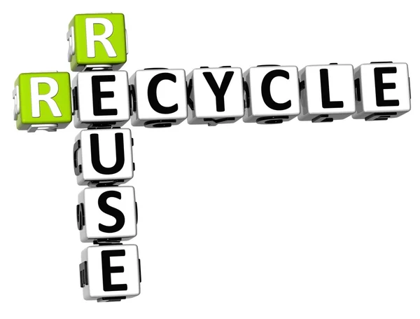 3 d のリサイクル再利用クロスワード — ストック写真