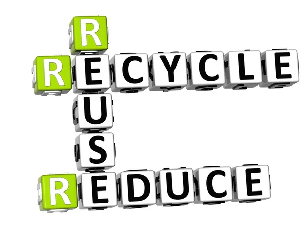 3D Reduzir Reutilizar Reciclar Palavra Cruzada — Fotografia de Stock
