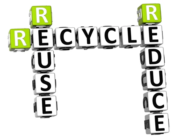 3D Reduzir Reutilizar Reciclar Palavra Cruzada — Fotografia de Stock