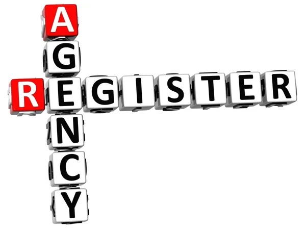 3D Agency Register Crossword — Stock Photo, Image