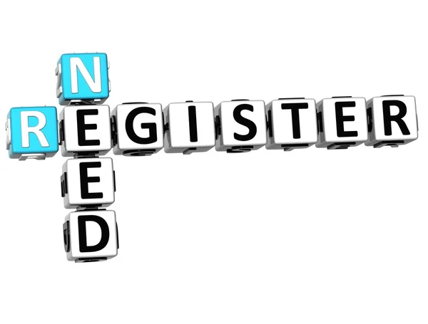 3D Need Register Crossword — Stock Photo, Image