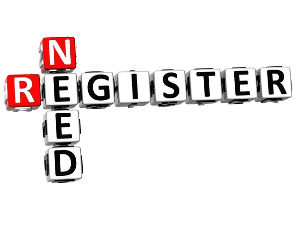3D Need Register Crossword — Stock Photo, Image