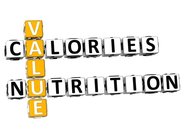 Valori 3D Calorie Nutrizione cruciverba — Foto Stock