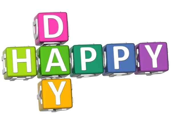 3D Happy Day Palavra cruzada — Fotografia de Stock