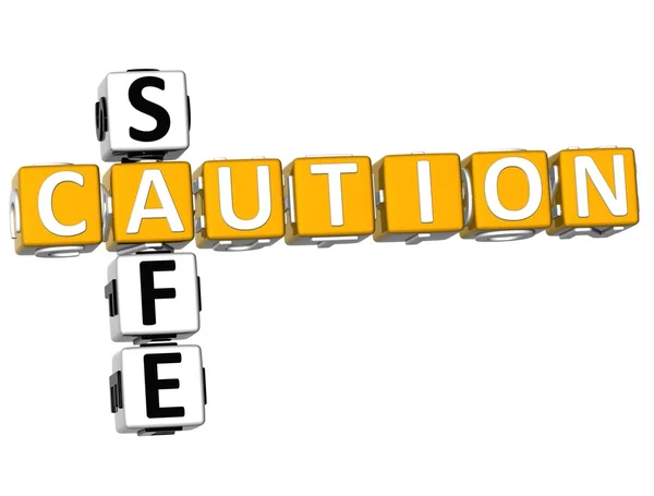 3D Caution Safe Crossword — Stock Photo, Image