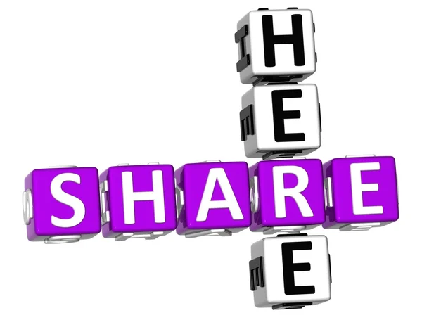 3D Share Here Crossword — Stock Photo, Image