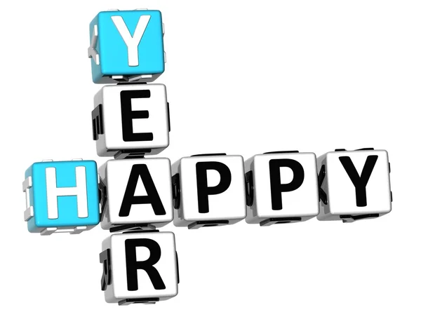 3D Happy Year Crossword — Stock Photo, Image