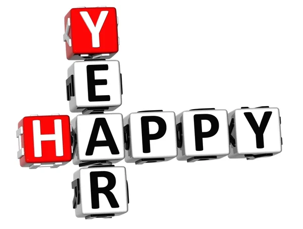 3D Happy Year Crossword — Stock Photo, Image
