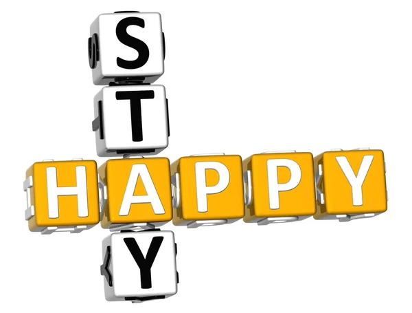 3D Happy Stay Palavra cruzada — Fotografia de Stock