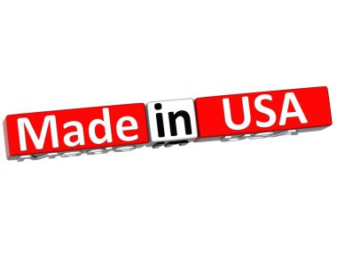 Beyaz arka plan üzerinde made in USA 3d