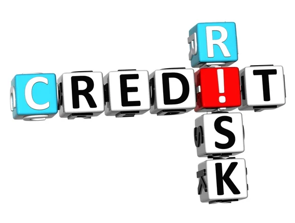 3D-krediet risico kruiswoordraadsel — Stockfoto