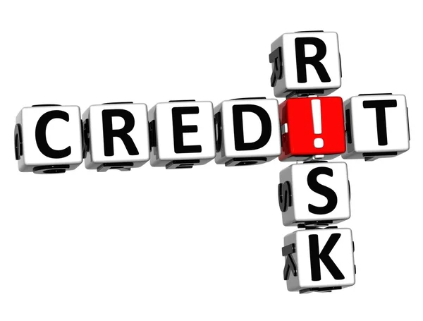 3D-krediet risico kruiswoordraadsel — Stockfoto