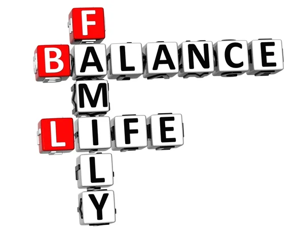 Crucigrama de familia de vida de equilibrio 3D —  Fotos de Stock
