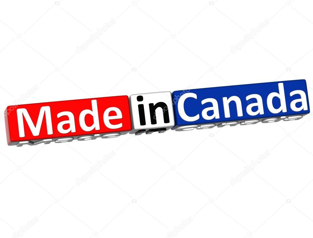3D Made in Canada over white background