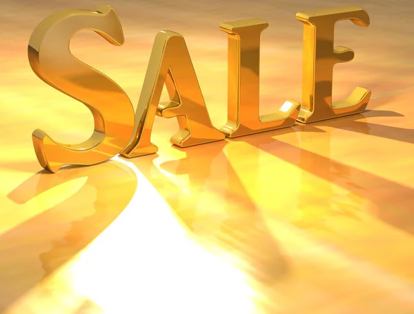 3D Sale Gold text over yellow background — Stock Photo, Image