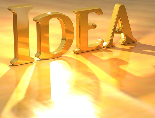3D Idea Gold text over yellow background — Stock Photo, Image