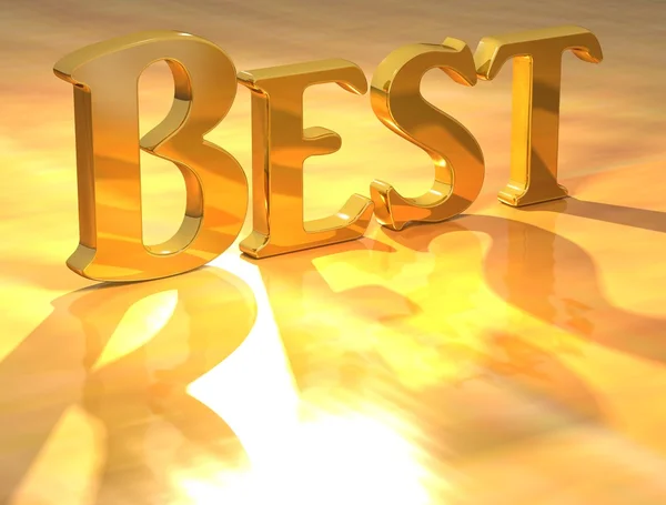 3D Best Gold text over yellow background — Stock Photo, Image