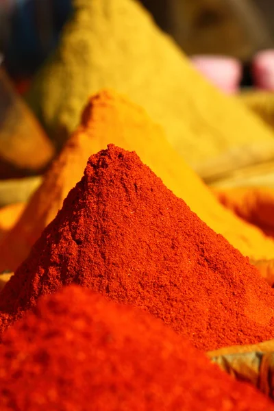 stock image Traditional spices market in India.
