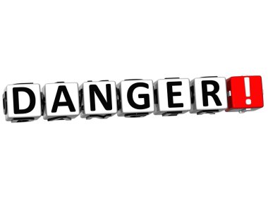 Beyaz arka plan üzerinde 3D ahtung blok metin