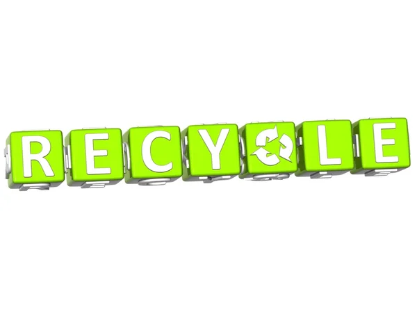 3D Recycle Block Text on white background — Stock Photo, Image