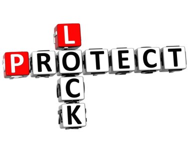 3D Protect Lock Crossword clipart