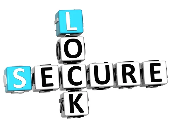 3D Secure Lock palavra cruzada — Fotografia de Stock