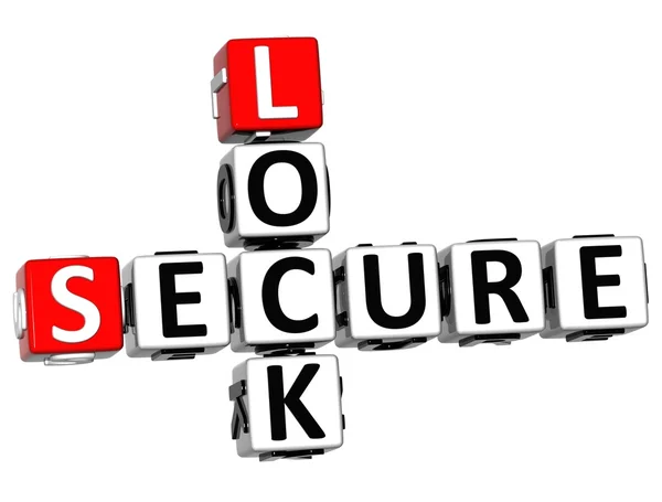 3D Secure Lock palavra cruzada — Fotografia de Stock