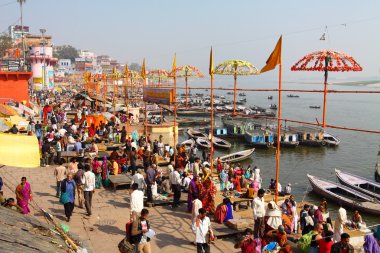 The Holy City of Varanasi and the Sacred River Ganges clipart
