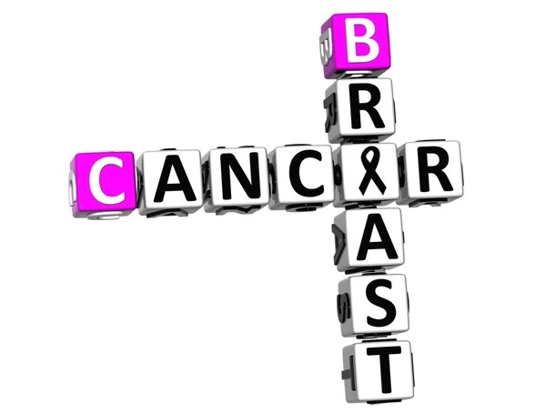 3D Breast Cancer Crossword over white background — Stock Photo, Image