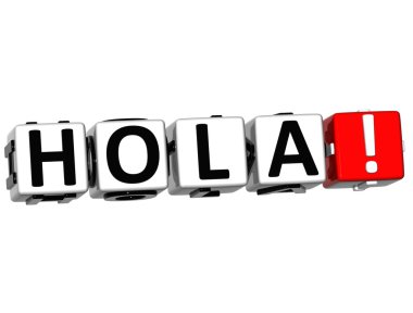 3D Hola block text on white background clipart