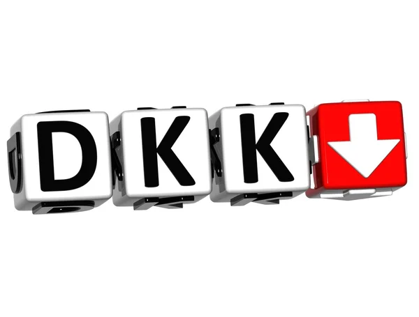 白い背景に通貨レートのDKKの概念記号ボタン — ストック写真