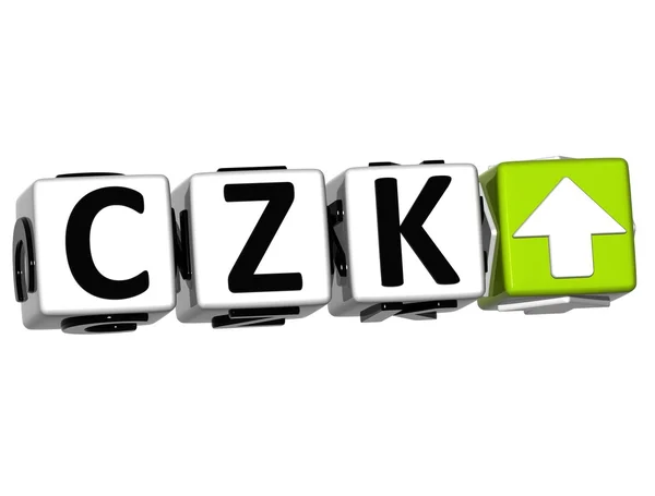 Valuta Pulsante del simbolo del tasso CZK su sfondo bianco — Foto Stock