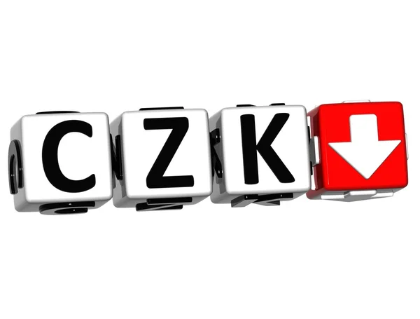 Devise CZK concept de taux bouton symbole sur fond blanc — Photo
