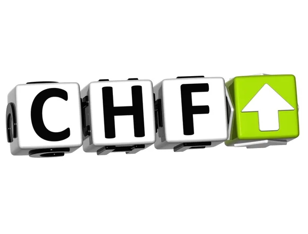 通貨 chf 率概念のシンボル ボタンを白い背景の上 — ストック写真