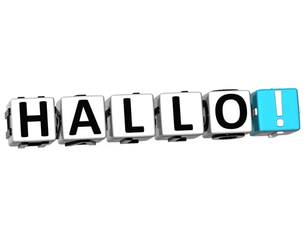 3D Hallo block text on white background — Stock Photo, Image