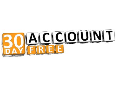 3D Get 30 Day Account Free Block Letters clipart