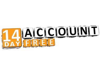 3D Get 14 Day Account Free Block Letters clipart