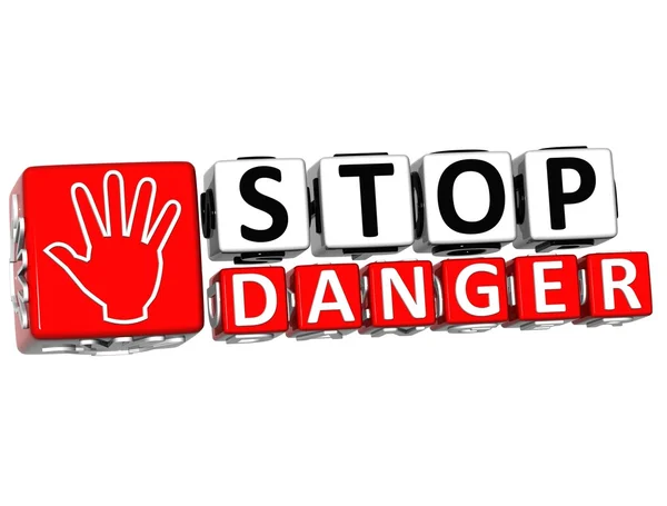 3D Stop Perigo Mão bloco texto — Fotografia de Stock