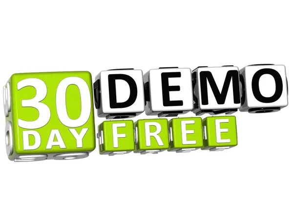 3D Pobierz 30 dni demo wolne drukowanymi literami — Zdjęcie stockowe