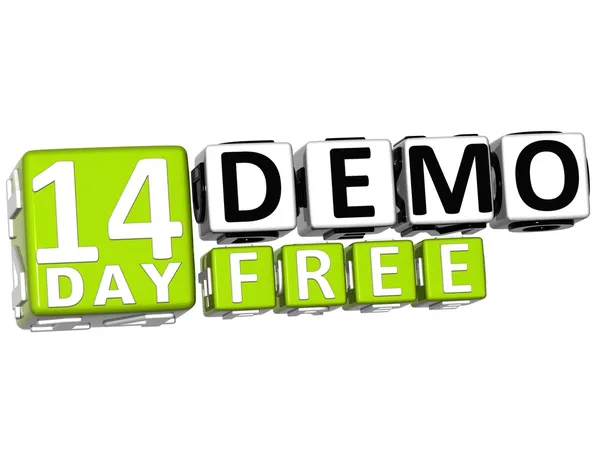 3D Pobierz 14 dni demo wolne drukowanymi literami — Zdjęcie stockowe